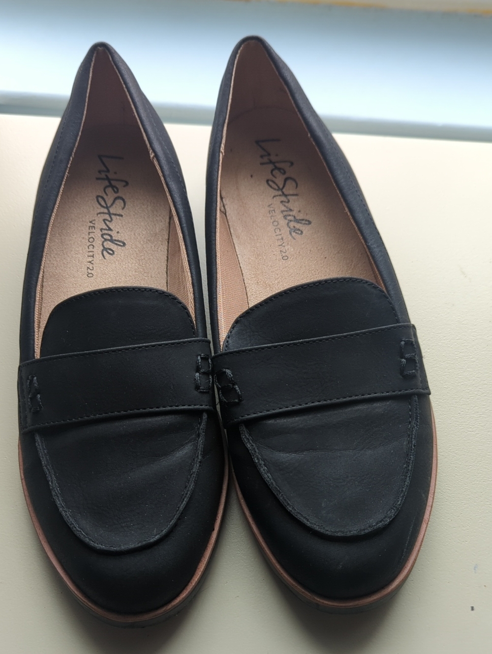 Life Stride Black Slip-On Penny Loafers